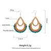 Boucles d'oreilles pendantes en rotin pour femmes, Vintage, perles en bois, bohème, paille, osier, bijoux ethniques, été 2024