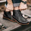 Stövlar Stylish Retro High Men's Leather Shoes Dress Business Working Brun Male Sosa-up Flat Casual Comfort