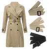 Women Polyester Double Side Wind Trench Coat Belt Replacement with Buckle Waist Belts for Overcoat Jacket 240106