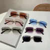 Lunettes de soleil Kammpt sans monture avec strass 2024 Mode dégradé océan lentilles lunettes tendance vintage luxe rectangle nuances