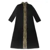 Vêtements ethniques Col montant musulman pour hommes Broderie Ramadan Thobe avec manches longues Robe islamique Kaftan Thawb Dubaï Longueur cheville Abaya