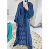 Ethnic Clothing 2024 Summer Muslim Women Open Abaya Shimmer Satin Cardigan Maxi Dress Turkey Arab Robe Kimono Dubai Islam Ramadan Femme
