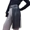 Women Long Tassel Waist Chain Faux Leather Body Belt with Alloy Buckle Girl Party Night Club Jewelry Belly Strap 240106