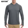 KEFITEVD UPF 50 Men's Long Sleeve T-Shirts Hoodies SunUV Protection Outdoor Hiking T-Shirt Sunscreen Shirts Tops Male Hoodie 240106