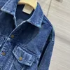 Milan runway jaqueta 2024 novo outono/inverno gola polo feminino manga longa denim topo marca mesmo casaco de designer feminino