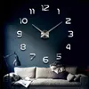 Große 3D-Wanduhr, Spiegelaufkleber, DIY, digitale stille Wanduhren, selbstklebende Kunstuhr, Uhren, Wohnzimmer, Büro, Heimdekoration, 240106