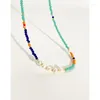 Pendant Necklaces Multi-color Glass Beaded Pearl Necklace Colorful Collar For Women Girl Summer Holiday