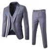 Mäns kostym Slim 3 -stycken kostym Business Wedding Party Jacket Vest Pants Coat European American Style Social Dress Shirts Pants 240106