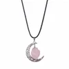 Pendant Necklaces Women's Handmade Irregular Natural Crystal Quartz Necklace Crescent Moon Christmas Gift