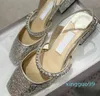 Casual Shoes J Family Mary Jane Women's New Square Head Rhinestone Sandals på våren och sommaren