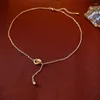Anhänger Halsketten Strass Zirkon Doppel Ring Schnalle Halskette Galvanisierte Französisch Schlüsselbein Kette Frauen