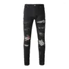 Men's Jeans Arrivals Men Steetwear Style Bandana Skinny Stretch With Holes Ripped Slim Fit Black Blue High Street Distressed Patch