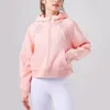 Llu Yoga Sweatshirts Sca Büyük Boy Half-Full-Zip Hoodies Track Ceketleri Yumuşak Rahat Kırpılmış Kapüşonlu Katlar İlkbahar/Sonbahar/Kış Kalın Kadınlar Fitness Jogger Sweattops