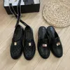 canal ccity canal noir CCity chaussures classiques designer robe matelassée mocassins en cuir entrelacés C demi-pantoufles plate-forme femme Mules Sandal Lock It slip o