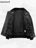 Mauroicardi primavera outono oversized legal couro do plutônio bombardeiro techwear jaqueta masculina com muitos bolsos roupas de grife luxo 240106