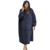 New Fashionable Lazy Hooded Pullover For European And American Women's Wear, Sherpa Double Fleece Warm Extended Edition