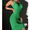 Traje de baño para mujer Vestidos midi delgados de color sólido Recorte sexy Ganchillo con cuello en U Trajes de playa de punto para mujer Encubrimientos deslizantes Vestido de fiesta para mujer