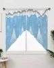 Curtain Christmas Tree Snowflake Blue Short Living Room Kitchen Door Partition Home Decor Resturant Entrance Drapes