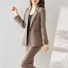 Женские брюки с двумя частями 2024 Женские весенние сета женская офисная леди черная пиджак Длинные брюки женская одежда для работы e143