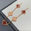 Classic Van Jewelry Accessories V Gold High Edition Craft Fanjia Five Flower Four Leaf Grass Bracelet White Fritillaria Rose Diamond Laser