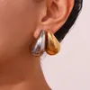 Boucles d'oreilles en acier inoxydable plaqué or pour femmes, bijoux à breloques en métal lisse, goutte d'eau, tendance, étanche