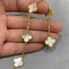 Classic Van Jewelry Accessories High version V Gold White Fritillaria Red Jade Chalcedony Four Leaf Grass Five Flower Bracelet Rose Diamond Full Laser Move