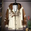 Модная бейсбольная форма с капюшоном в стиле хип-хоп, легкая спортивная куртка унисекс, мужские куртки-бомберы, осеннее пальто с принтом букв 240106
