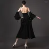 Stage Wear Fée Ballroom Robe de danse Femmes Black Lace Party Prom Valse Performance Costume Adulte Vêtements de compétition BL12205