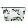 Sacs à cosmétiques vert Dirt Bike trapézoïdal Portable maquillage sac de rangement quotidien étui pour voyage bijoux de toilette