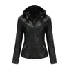 Vestes en Faux cuir Pu pour femme, peluche et épaisse, automne-hiver, fermeture éclair manches longues, Slim, manteau de motard, vêtements d'extérieur pour femmes, 240106