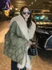 Kurtki dla kobiet AutumnWinter Elegancka imitacja Fox Włosy długoterminowe Parkas Parkas Fashion Casual Loose Flear Pleats 240106