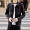 Men's denim jacket Korean slim fashion black handsome youth work coat 240106