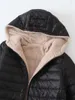 Hiver mi-longueur à capuche coton veste femmes automne léger doublure en peluche solide dames Parka lâche femme vêtement d'extérieur à glissière 240106