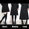 Kläder sätter elastisk midja japanska studentflickor Söt skol uniform fast färg jk kostym veckad kjol kort/mitt/lång hög klänning