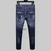 Mens Jeans Denim Blue Skinny Ripped Pants Version Navy Old Fashion Italy Style