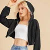 Dames Hoodies Trekkoord Effen Kleur Hoodie met rits Crop tops Voor tienermeisjes Corduroy Sweatshirts Herfst Kpop Koreaans Comfortabel Street chic