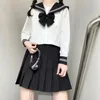 Ensembles de vêtements Dessin animé Japonais Sailor Femmes Uniforme Costume School Basic Navy Black Girl