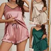 Lady Summer Chemise Pyjama Costume Nuit Tenue Grande Taille 4XL 5XL Sexy Femmes Satin Vêtements De Nuit Vêtements De Nuit Cami shorts 2Pcs Pyjamas 240106