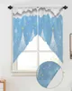 Curtain Christmas Tree Snowflake Blue Short Living Room Kitchen Door Partition Home Decor Resturant Entrance Drapes