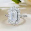 2024 AAA grade gemstone custom luxury 7.5x10mm 3ct VVS Moissanite Diamond Real 925 sterling silver women's engagement ring