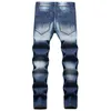 Herenjeans Big Size 40 42 Europa Modestijl Heren Jenas Denim Broek Gedrukt Streepgat Skinny Broek Slanke Blauw Voor Echtgenoot 8816