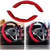 Capas de volante 2 pcs capa 37-38cm conveniente para lhd e rhd a maioria das rodas padrão de 38cm vermelho macio absorvente de suor