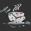 Creative Coffee Cup Shaped Wall Clock Modern Design 3D Mirror Wall Clocks Stickers for DIY Home Room Kitchen Wall Decorations 240106