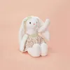 45 cm gefülltes Kaninchenspielzeug mit langen Ohren, niedliche weiche Schleife, Hasenkleid, Plüschpuppen, Weihnachtsgeschenk für Kinder, Mädchen, 240106