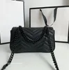 Véritable cuir Designer femmes sac à main sac à main pochette portefeuille sacs à bandoulière femme dames mode luxe haute qualité chaîne noire 22 cm 26 cm