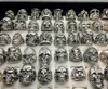 Men039S mode 50st. Lassor Top Mix Style Big Size Skull Carved Biker Silver Plated Rings Smycken Skeleton Ring8061709