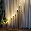 Simples luxo led luz casamento pano de fundo suporte para festa europeu casamento castiçal backwalls ouro metal vela parede pano de fundo casamento palco