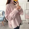 High Quality Soft Thick Warm Red Collar Knitted Pullover Sweater Women Autumn Winter Loose Casual Turtleneck Knit Jumper 240106