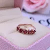 Cluster Rings Luxury Natural Garnet Gemstone 4 4mm Ring For Wedding Dating Lady Gift S925 Silver With Rose Gold Plating