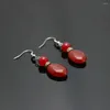 Dangle Earrings Ethnic Style天然石赤いChalcedony Beads Crystal Earbob eardrop for women girl dodiesアクセサリーギフトジュエリー